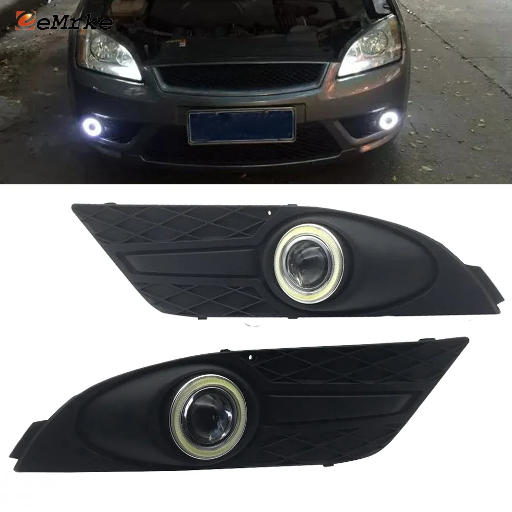 EEMRKE Car Styling  Fog Lights Lamp For Ford Focus CC Coupe Cabriolet 2006 2007 LED Angel Eyes DRL Driving Lights Tagfahrlicht