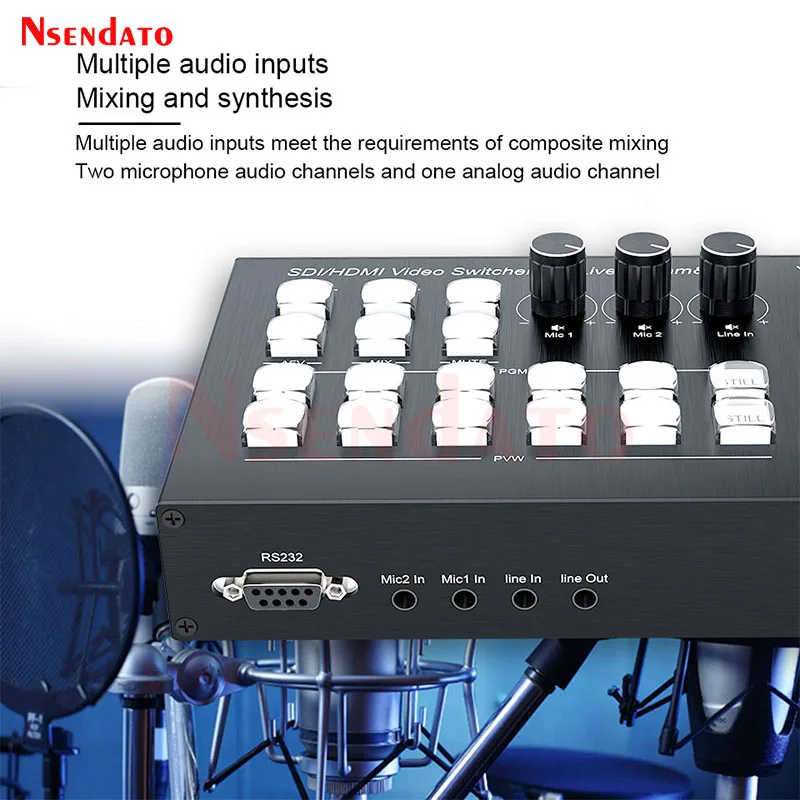 Codificador de vídeo H.265 SDI HDMI, conmutador mezclador para TV, transmisión en vivo, 4 canales, HDMI, vídeo, codificador continuo, interruptor de Director con PIP