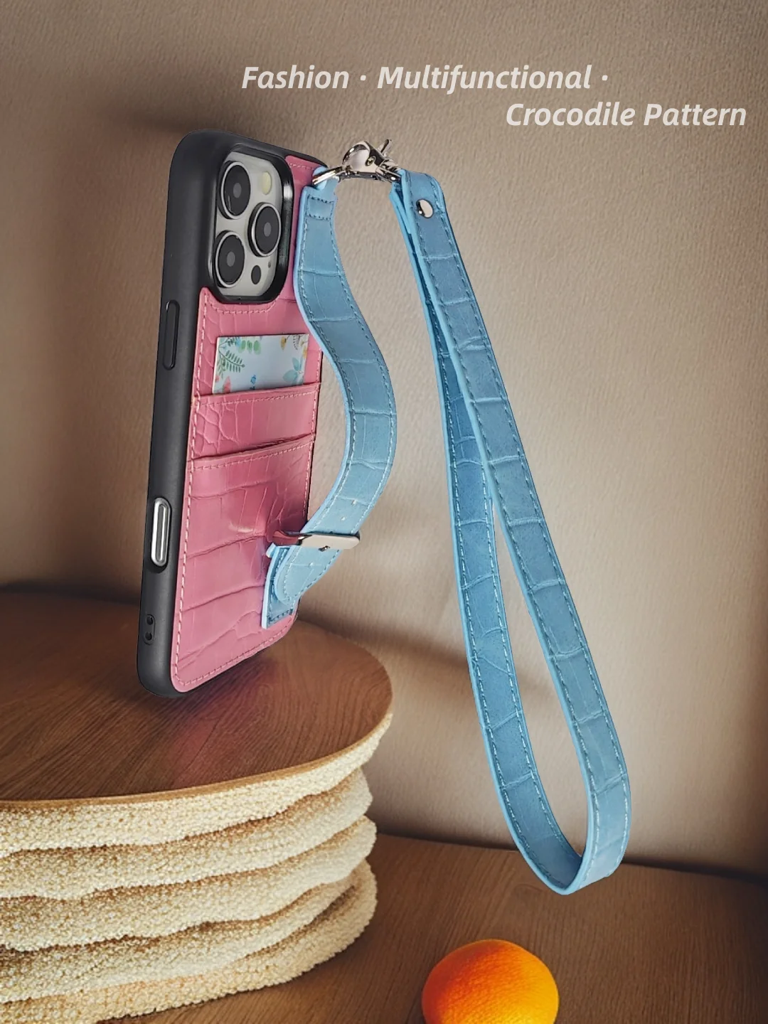 ل 15 برو ماكس 16 برو 14 حافظة هاتف من البولي يوريثان مع نمط التمساح متعدد الوظائف اللون حجب حزام الموضة وحبل معلق