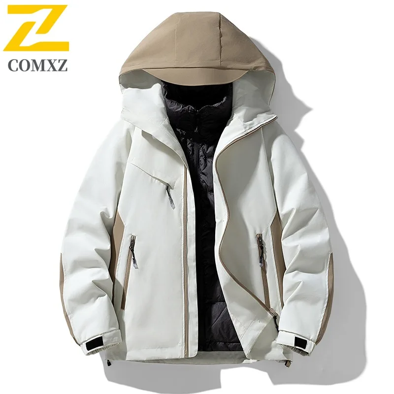 

COMXZ Minimalist Down Jacket Scratch Resistant Hooded Windproof Snow Quilted Jacket Work Cold Proof Padding Coat Men's Clothing