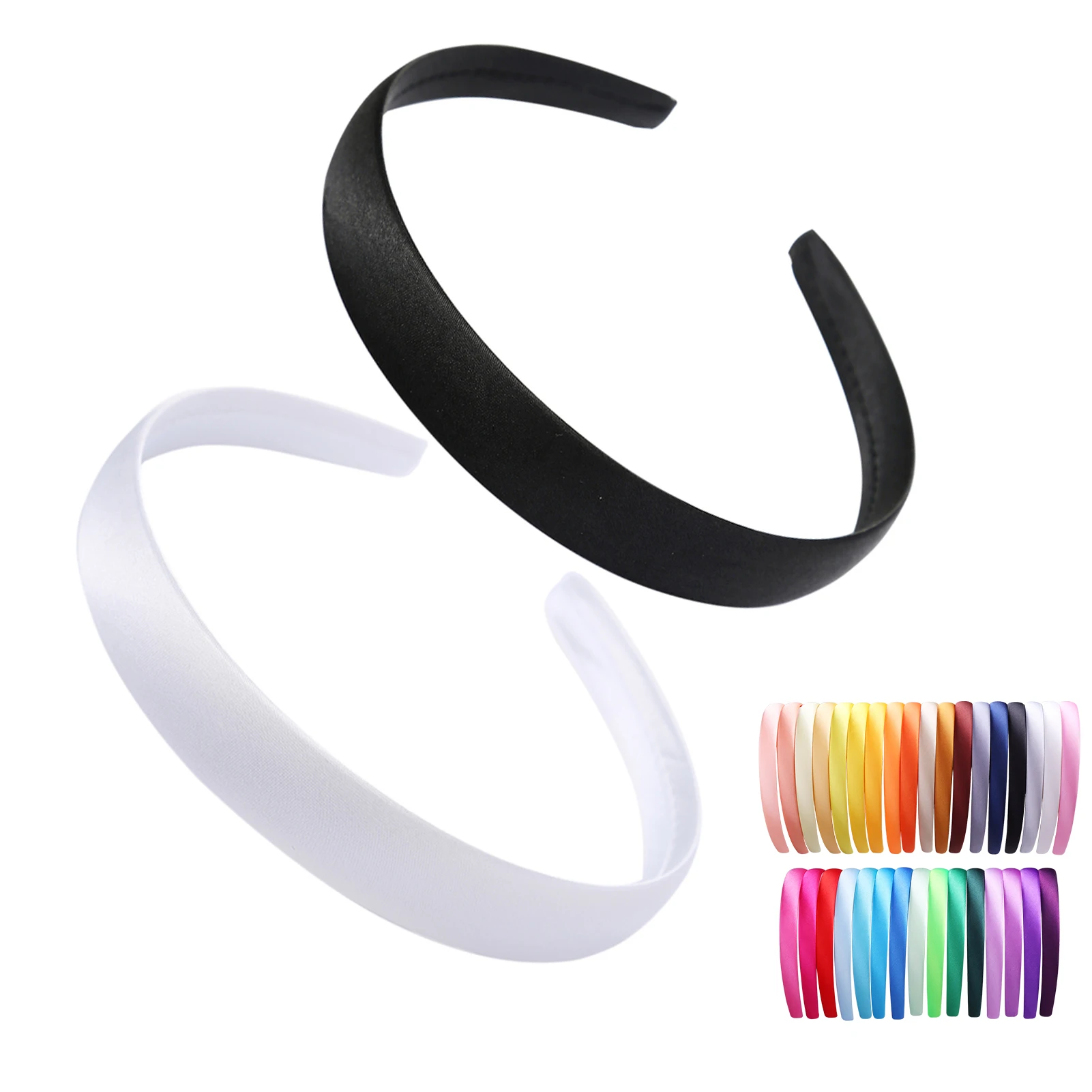 1.5cm Plain Headbands Satin Craft Headband DIY Wholesale Hairband Colorful Satin Coverd Head Bands for Girls Women