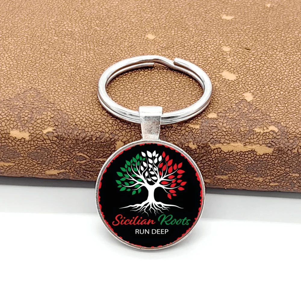 1pc Trendy Sicilia Keychains For Women Girls Triskele Tree Of Life Keychain Jewelry Souvenir Birthday Gifts