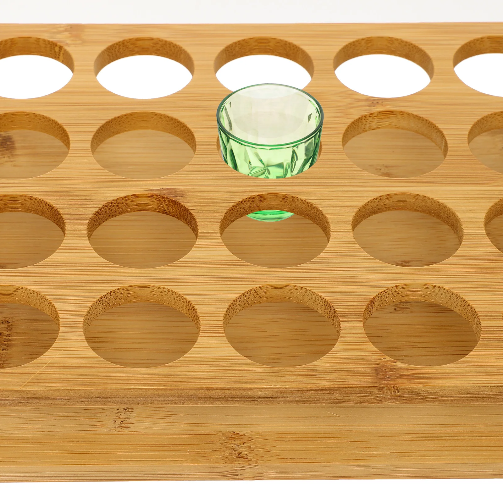 Glass Rack Shot Spice Bottles Organizer Syrup Cups Holder Multi-slots Glasses Whiskey Tray Wood Storage