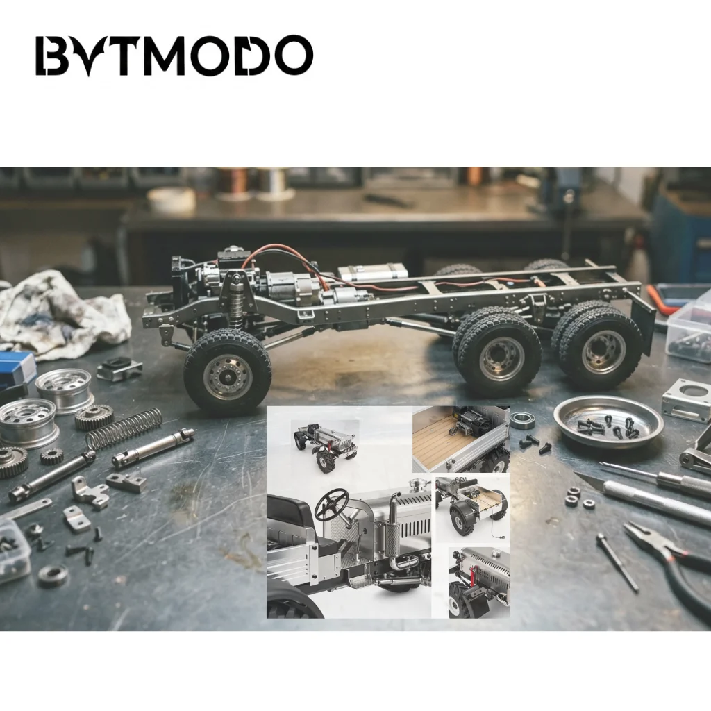 1/10 Full CNC Metal 4WD Vintage RC Farm Tractor Crawler RTR with 2-Speed Gearbox Diff Lock Motor ESC Servos Transmitter