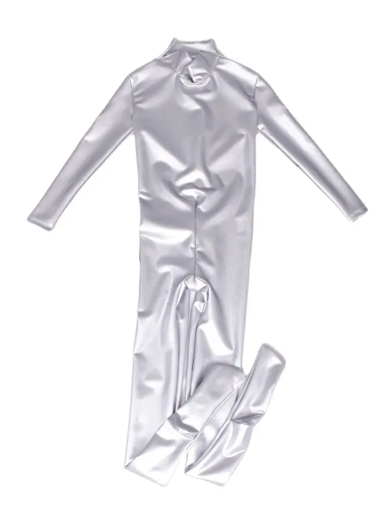 

Комбинезон из искусственного латекса с всех сторон, эластичный боди из искусственной кожи на молнии с открытой промежностью, колготки с плечами, комбинезон для тела, комбинезон