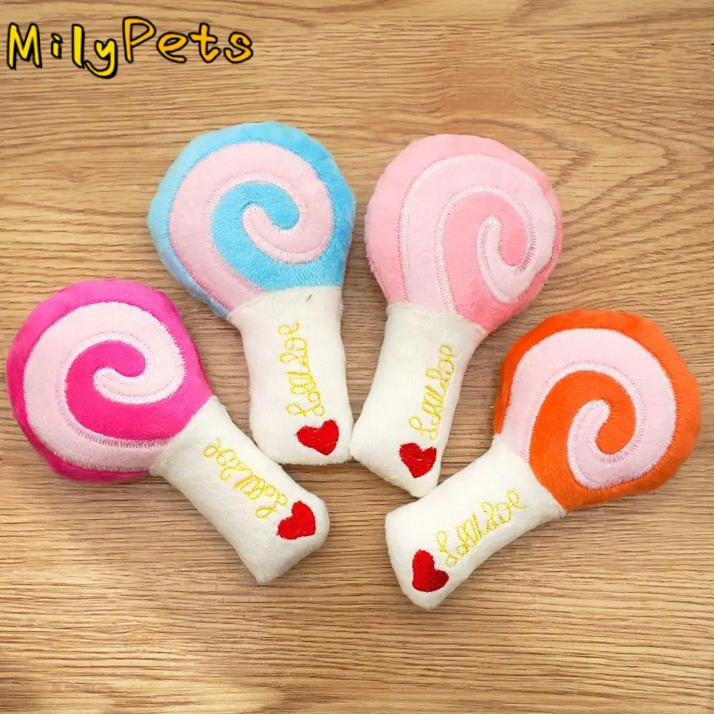 

Cute Cartoon Dog Plush Lollipop Toys Bite Resistant Soft Pet Squeaky Toys Sounding Dog Teeth Grinding Toy Teeth Grinding