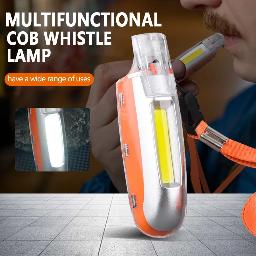 LED Multifunctional Whistle Light Camping Handheld Keychain Light 3-speed Adjustment Flashlight Emergency Whistle with Lanyard