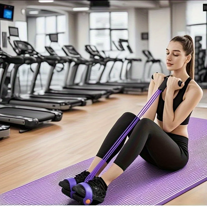 6-Tube Upgraded High Elastic Purple Resistance Band Ergonomic Durable Home Gym Strength Training Fitness Accessory with Comfort