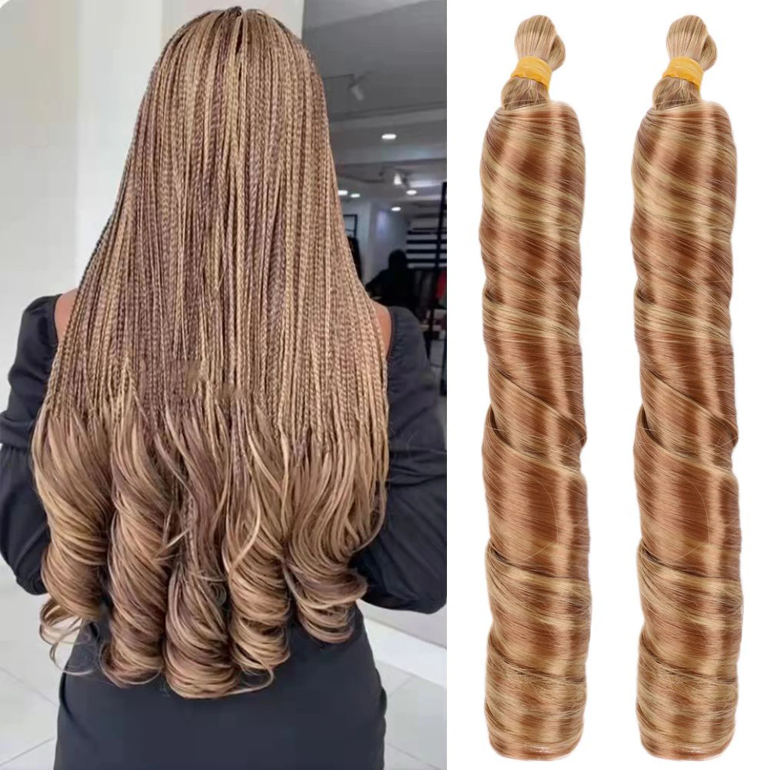 French Curls Braiding Hair Extensions Synthetic Hair Loose Wave Spiral Curl Braids High Temperature Ombre Pre Stretched Hair