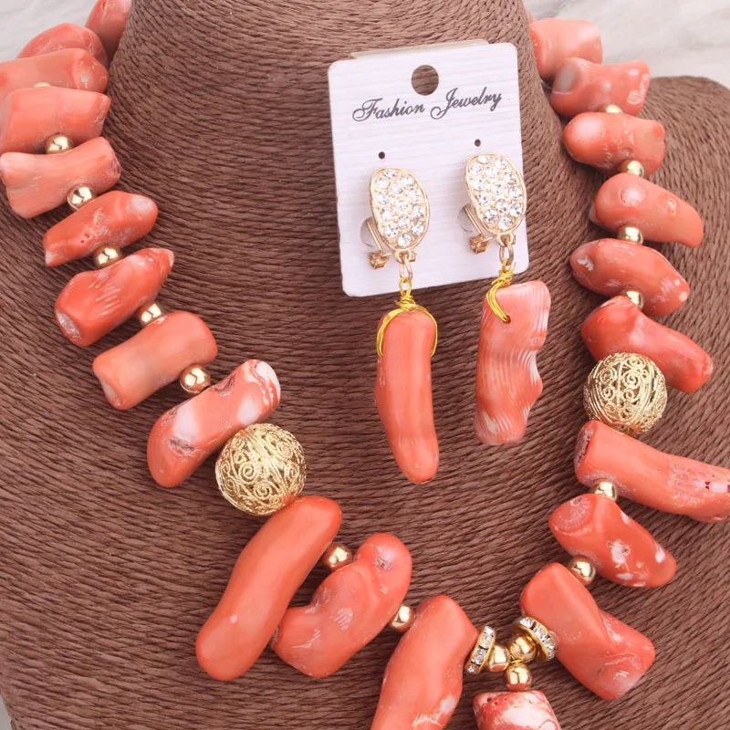 Dudo Real Coral Beads African Beaded Jewelry Set 2024 Fashion Jewellery