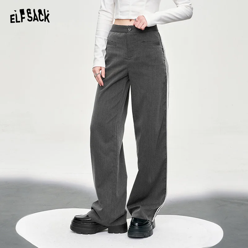 ELFSACK offcie style straight leg suit pants for women 2024 spring loose casual thin TR material long length pants