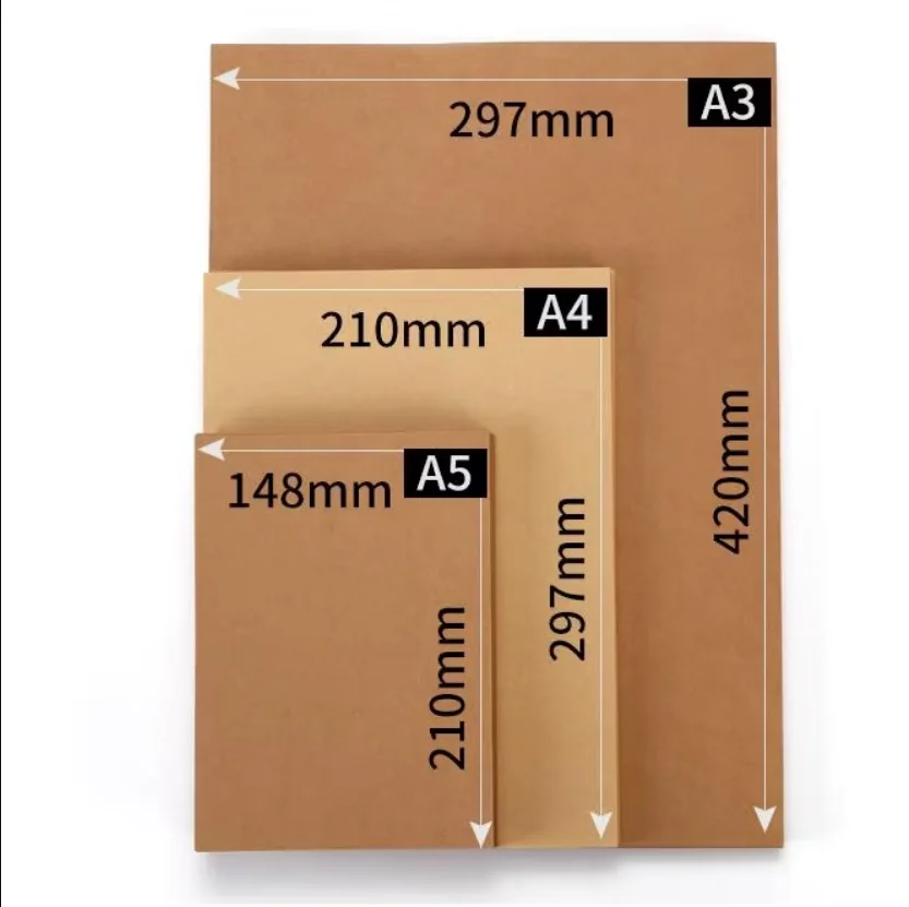 50 pçs/lote A5 A4 papel kraft marrom artesanato placa grossa cartão de papelão papel DIY cartão fazendo papel 80g 120g 150g 200g 250g