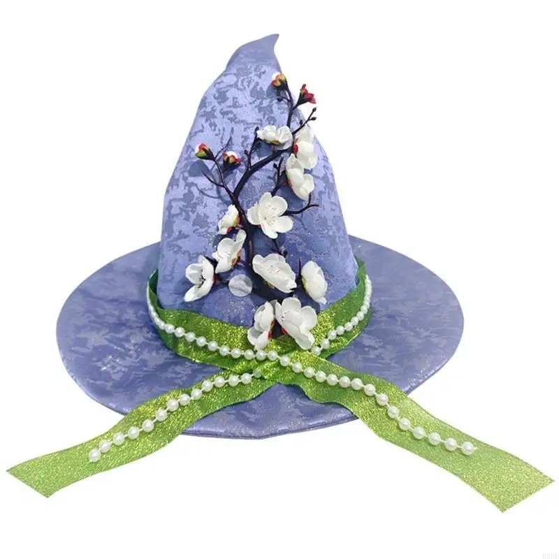 

B95F Breathable Soft Witch Hat Flower Wizard Hat for Cosplay and Festival Celebration