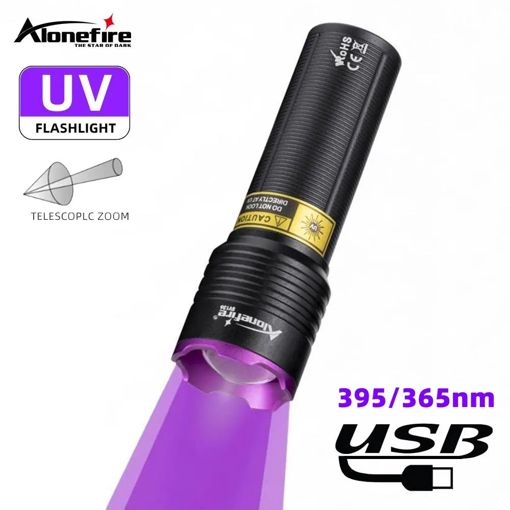 

USB масштабируемый УФ-фонарик 365/395 нм портативный ультрафиолетовый фонарик фиолетовый свет флуоресситель мочи домашних животных детектор скорпиона лампа SV136