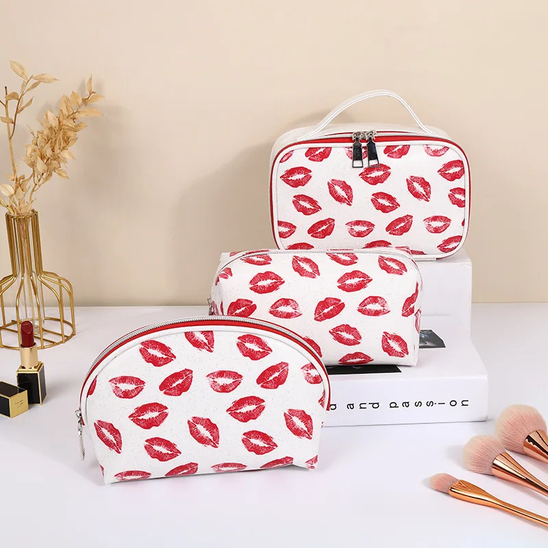 Lip Print Makeup Bag Zipper Pouch Travel Cosmetic Organizer for Women