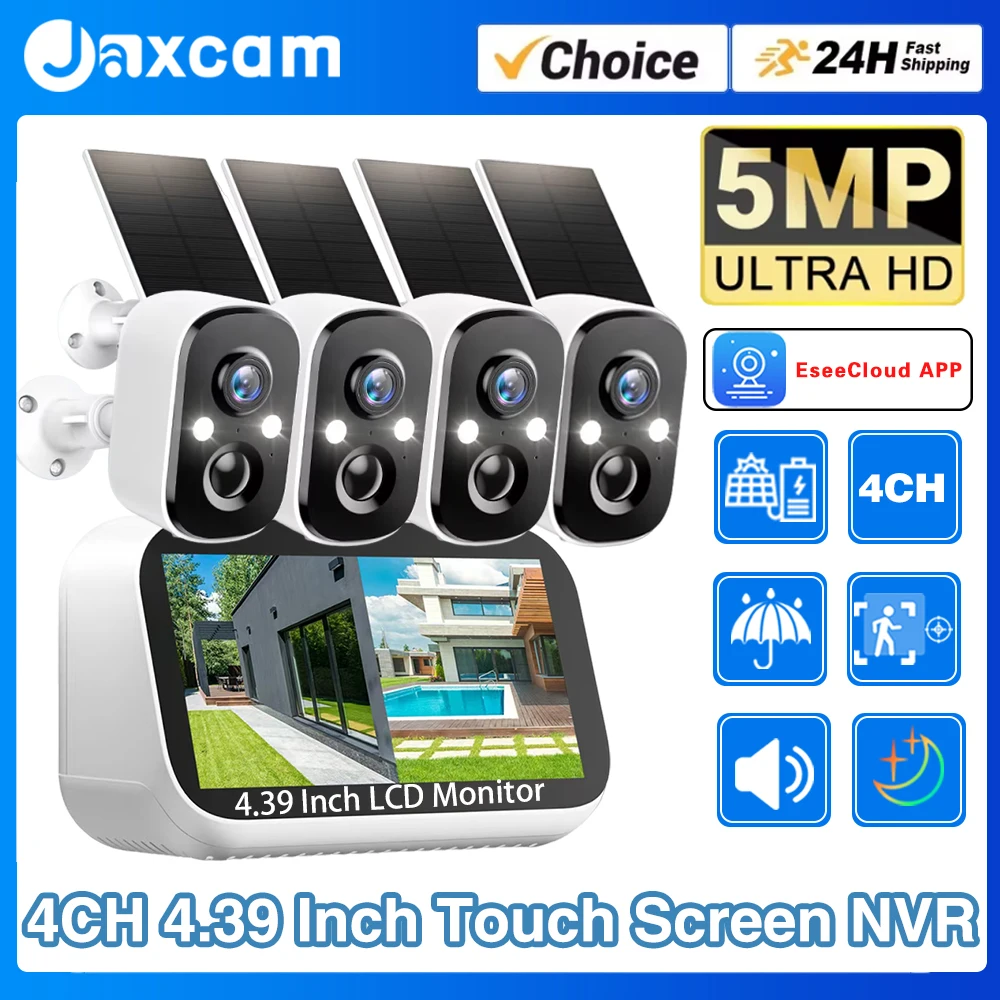 

5MP 4CH 4,3-дюймовый ЖК-дисплей NVR Комплект видеонаблюдения Открытый водонепроницаемый буксирный путь Аудио Солнечная Wi-Fi Пулевая камера Комплект системы видеонаблюдения 4CH