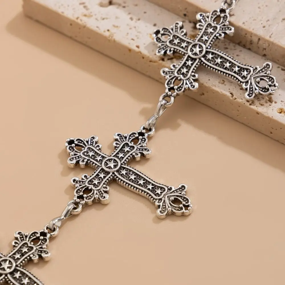 Unique Pendant Metal Chain Belt Adjustable Cross Pendant Body Chain Link Chain Design Dress Body Jewelry Outfit Accessory