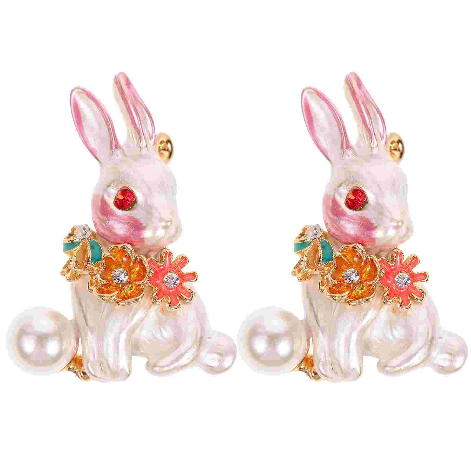 

2 Pcs Bunny Design Pin Rabbit Brooch Apparel Women Brooches Jewelry Accessories Clothes Pins