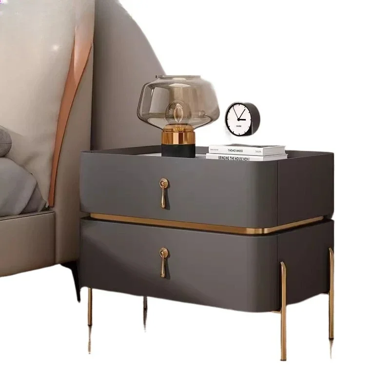 

New high-end bedside table Lightweight luxury simple modern solid wood bedside table Rock board bedside table