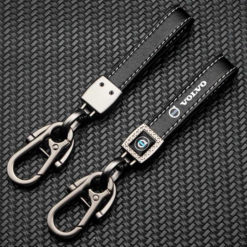 Car Metal Key Chain Fine Leather Emblem Key Ring For Volvo XC90 XC60 C30 T6 S60 C70 XC40 V40 XC70 V70 V60 V50 S80 S40 S90 V90