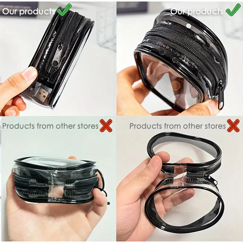 Portable Mini Clear Zipper Storage Bag - Space-Saving Organizer for Earphones & Chargers, Versatile with Handy Keychain Loop