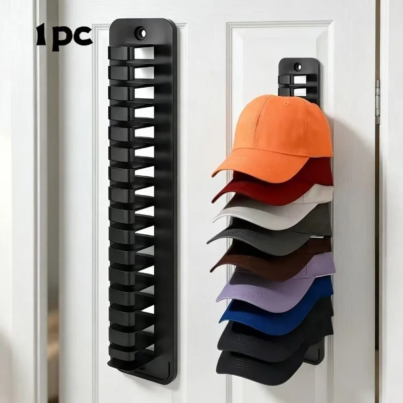 1 PCS Wall Mounted Hat Storage Rack, Capable Accommodating 16 Hats, No Drilling Installation, Durable Plastic Portable Hat Rack