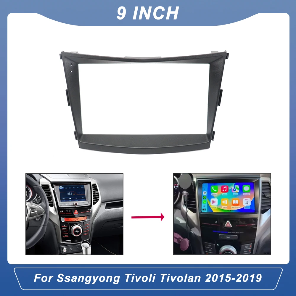 

9-дюймовый 2Din автомобильный аксессуар радио DVD GPS MP5 крепление на приборной панели панель Fascias комплект рамки для Ssangyong Tivoli Tivolan 2015-2019