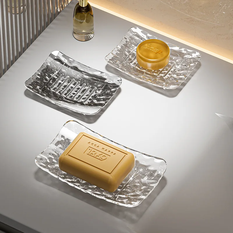 

Transparent Soap Box High-End Bathroom Glacier Patterned Soap Storage Rack For Household Use Soap Box Tray Light Luxury