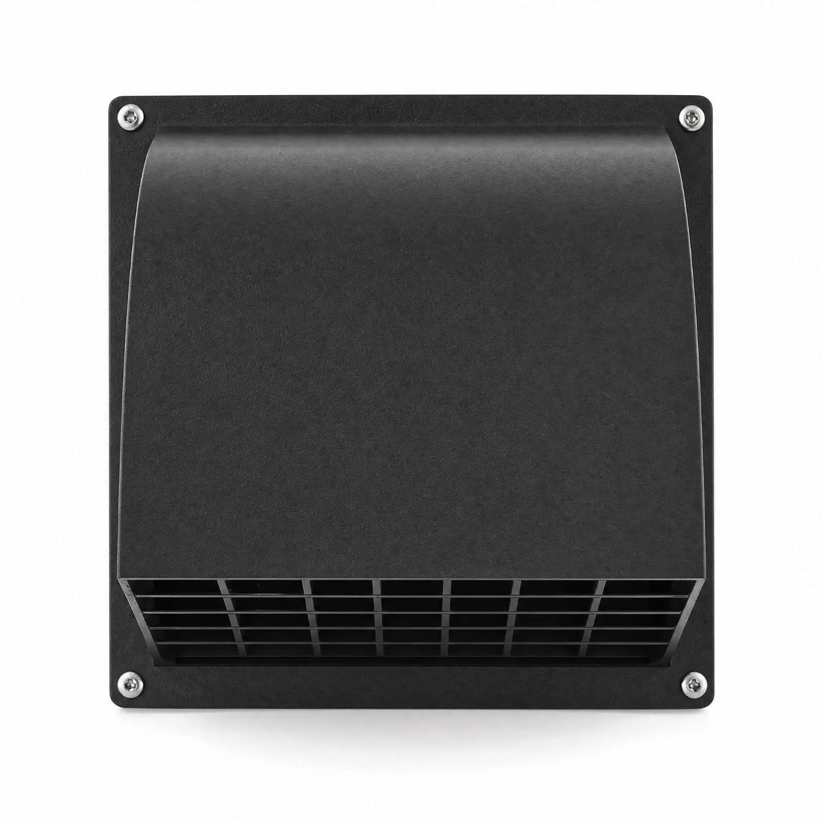 Black Square Dryer Vent Cover for Outside Wall 4 Inch Steel Hooded Outlet with Windproof Backdraft Design