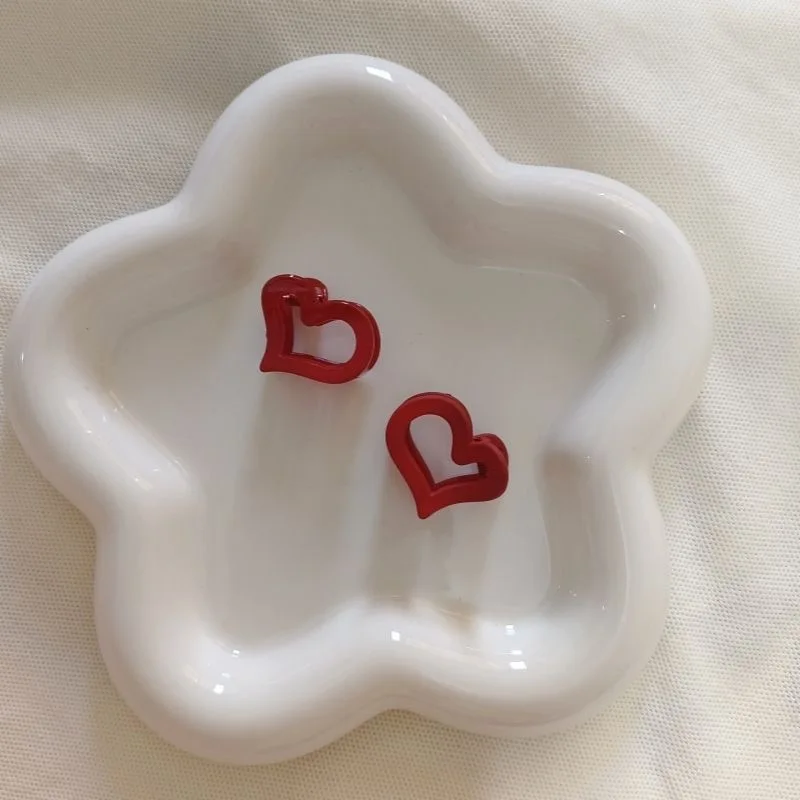 10Pcs vintage Red Color Frosted Geometric Heart Flower Small Hairpins Hair Clips Claw Barrettes For Women Girls Hair Accessories
