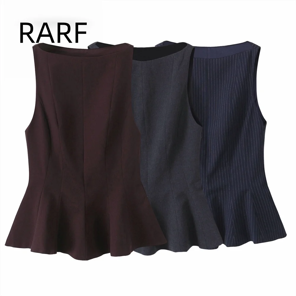 

2024 Autumn/Winter New Product Women's Ruffle Hemp Round Neck Sleeveless Casual Slimming Top