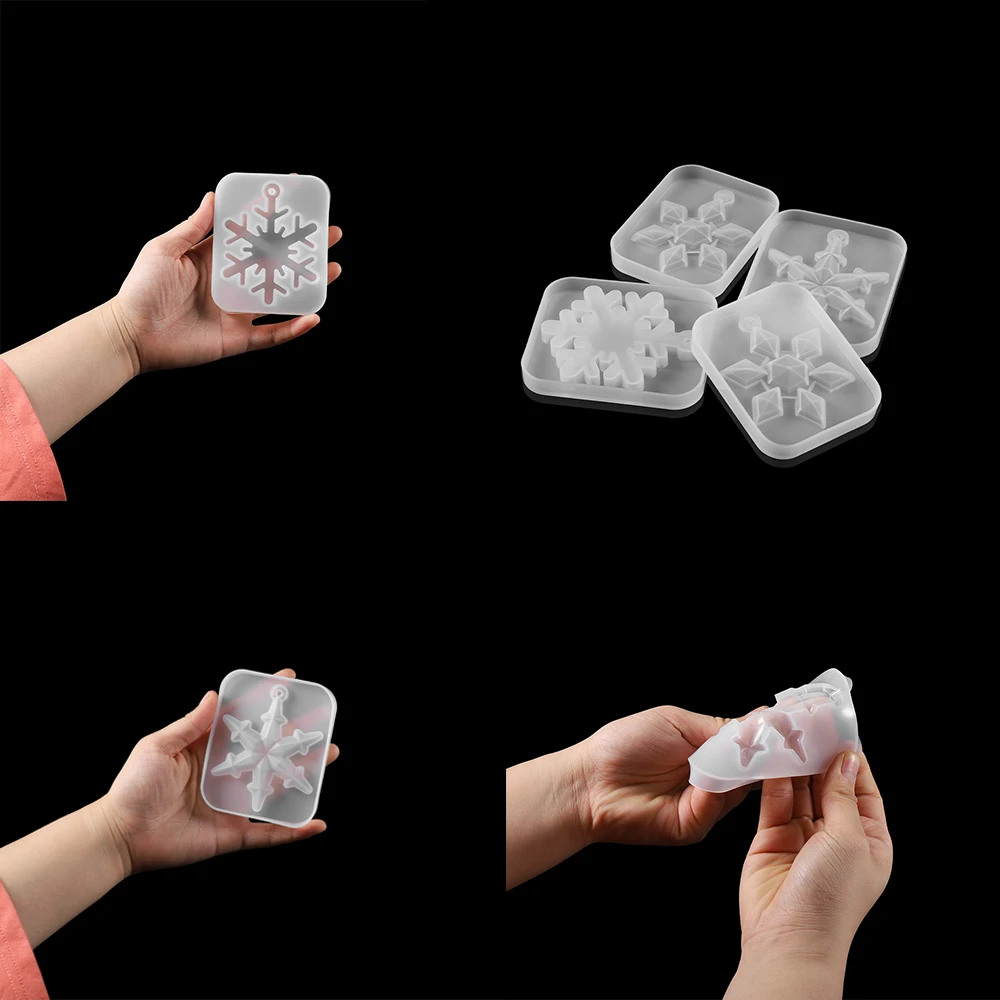 New Christmas Multi Shapes Snowflake Pendant Silicone Mold Hanging Epoxy Resin Mould For DIY Christmas Tree Decor Jewelry Making