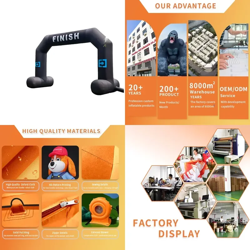 2026 Custom Inflatable Arches PVC Waterproof Weather Resistant Start/Finish Line Banners Powerful Blower for Race Outdoor