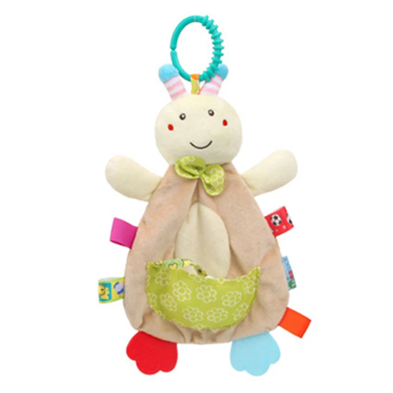 Manta de seguridad para bebé, perro con etiquetas, sonajeros mordedores, manta suave móvil, juguete acogedor, Animal relleno para bebés, regalo para recién nacidos