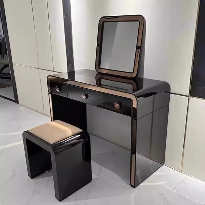 New Italian light luxury solid wood dresser, makeup stool combination, modern paint makeup table