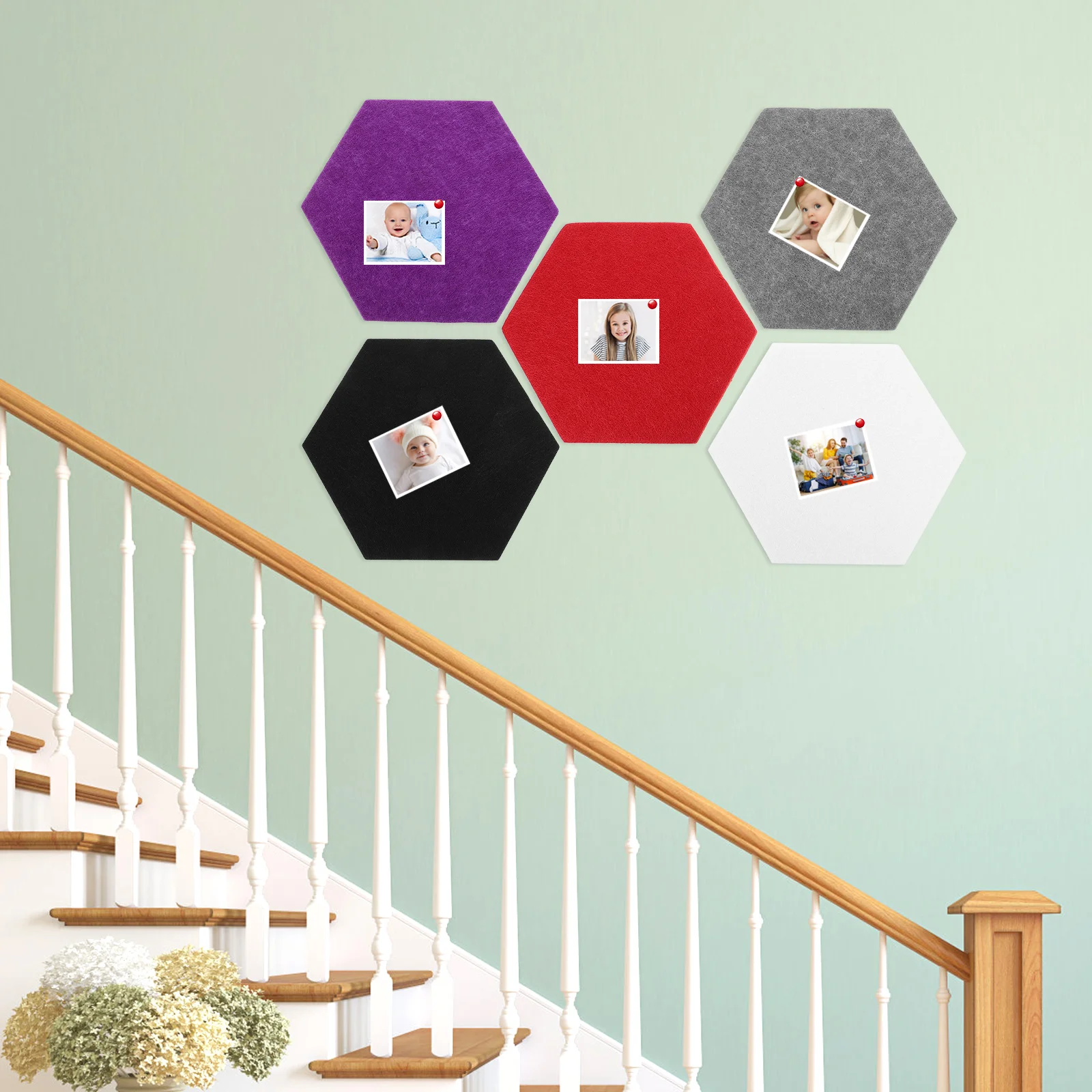 

10 Pcs Hexagonal Felt Bulletin Board Boards Tile Tiles Wall Sticker Self Adhesive Memo