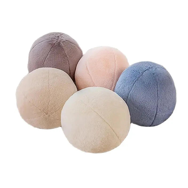 Nordic Style Solid Color Spherical Pillow Ins Wind Pink White Round Ball Plush Nap Lovely Cushion Simitation Rabbit Hair Sofa