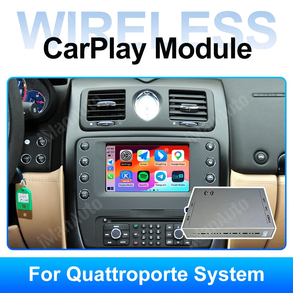 IManAuto Wireless Android Auto CarPlay Module for Maserati Quattroporte 2004-2012 Mirror Link AirPlay Rear Camera Decoder
