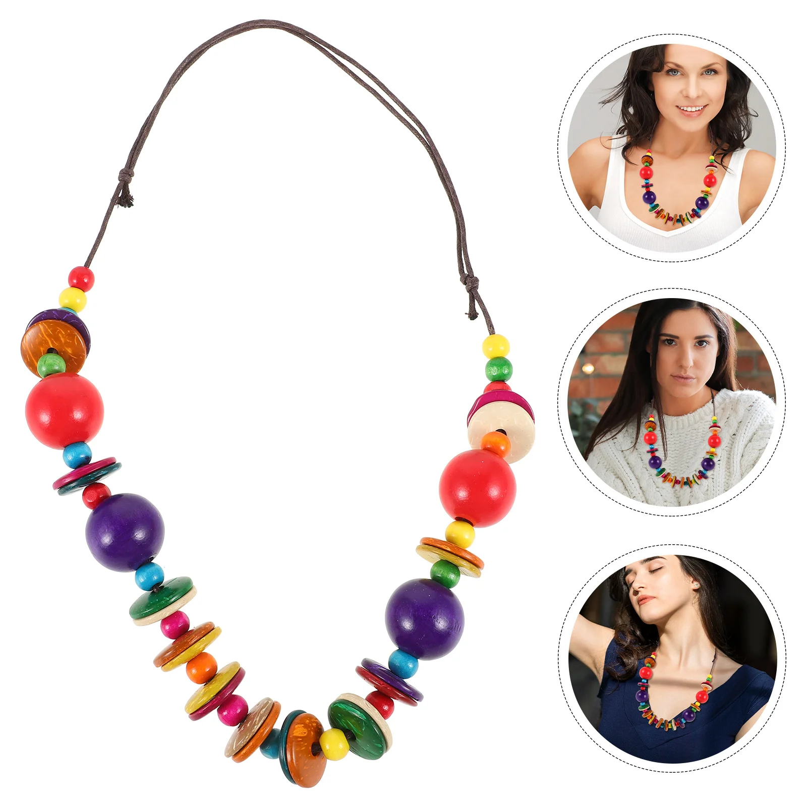 

Colorful Bohemian Beaded Necklace for Women Girls Chunky Sweater Accessory Beaded Necklace Bohemian Necklace, Neck Chain