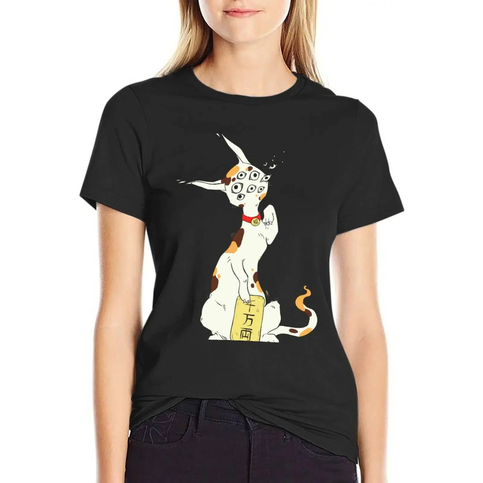 Maneki Neko glückliche Katze Kunstwerk, viel Glück japanische Kaliko T-Shirt Tops weibliche T-Shirt Kleid für Frauen sexy