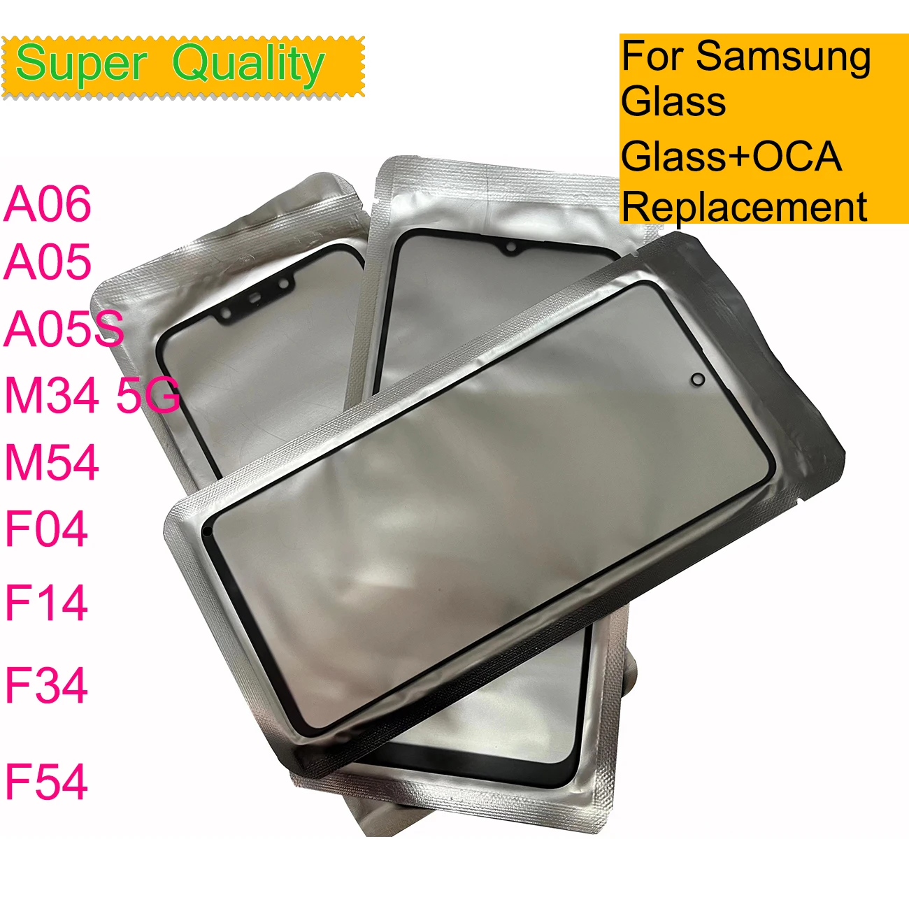 10Pcs/Lot For Samsung Galaxy A06 A05 A05S M34 M54 F04 F14 F34 F54 F55 C55 M55 Touch Screen Panel Front Outer Glass Lens With OCA