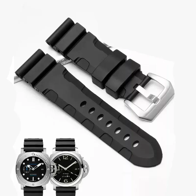 22/24mm Watch Band For Panerai SUBMERSIBLE PAM 111 441 616 Soft Silicone Rubber Men Watch Strap Watch Accessories Watch Bracelet