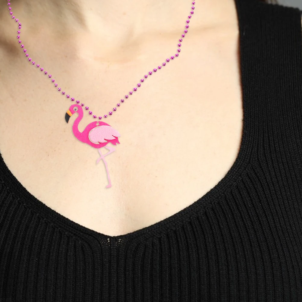 

6 Pcs Makeup Costume Props Flamingo Felt Pendant Banquet Necklace Plastic Animal Charm