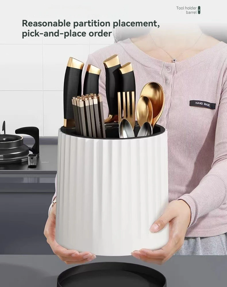 Rotation Knife Holder Stand Multifunctional Rotating Knives Stand Removable Chopsticks Cutlery Utensil Storage Tank Kitchen Tool