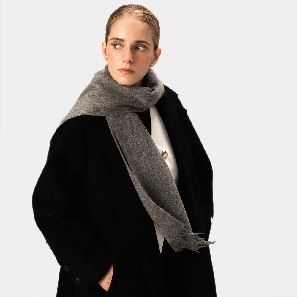 100% wełniany szalik damski pogrubiający kaszmirowy szalik zimowy blizny moda kobiece szaliki Pashmina utrzymuj ciepło chusta z pomponem