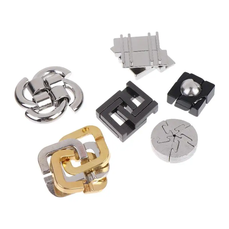 Metal Puzzle Lock Brain Teaser Educational Memory Improvement Toy Stress Relief Desktop Game for Family Party Gift
