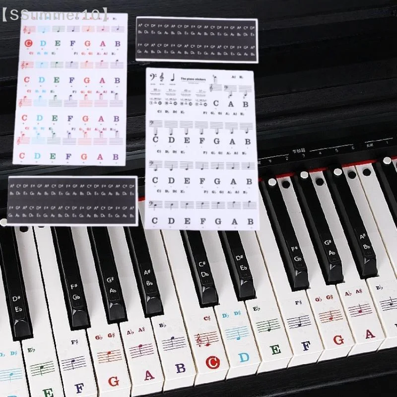 【SSummer10】1 Set Beginner Letter Piano Sticker 88/61/54/49 Keys With Removable Colored Note Labels Piano Keyboard Stickers【SS】