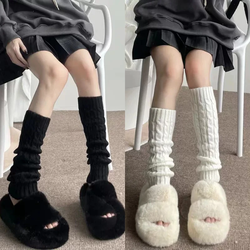 Stretchy Cable Twist Knit Leg Warmers Vintage Slouchy Leg Covers Autumn Winter Knit Calf Socks Leg Sleeves Fashion Outfit Decor