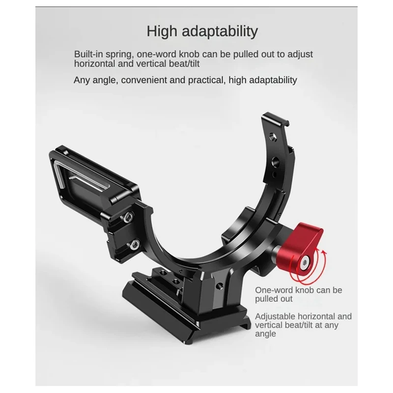 Black Lens Support Bracket Semi-Circular Ring Horizontal Vertical For DSLR Camera Video Holder Cold Shoe Camera Video Holder