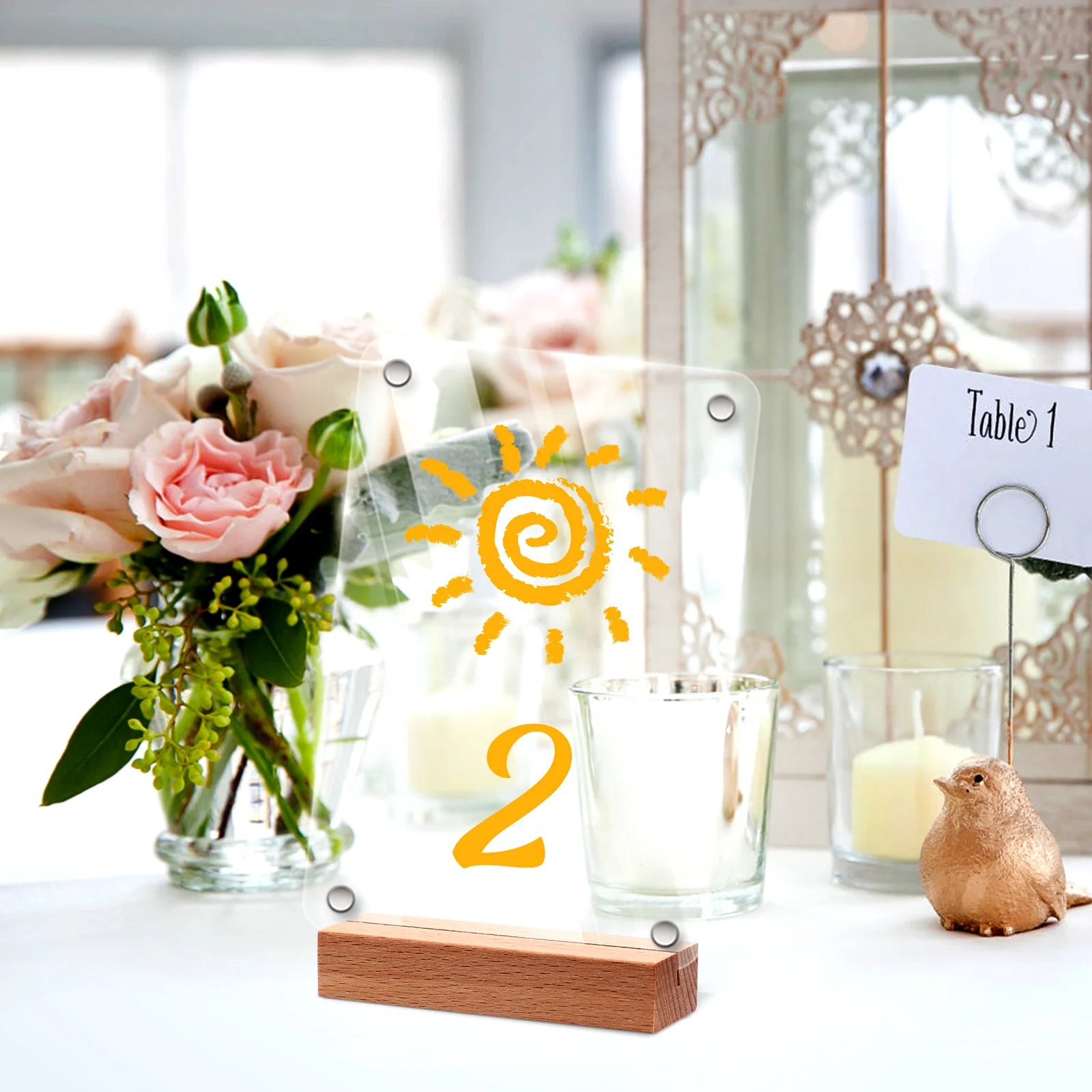 

20 Pcs Wooden Base Photo Holders Smooth Stable Display Stand For Tables Events Parties Safe Material Fine Craftsmanship Table